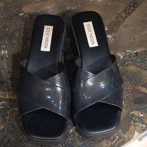 Steve Madden Glossy Black Women's Mules